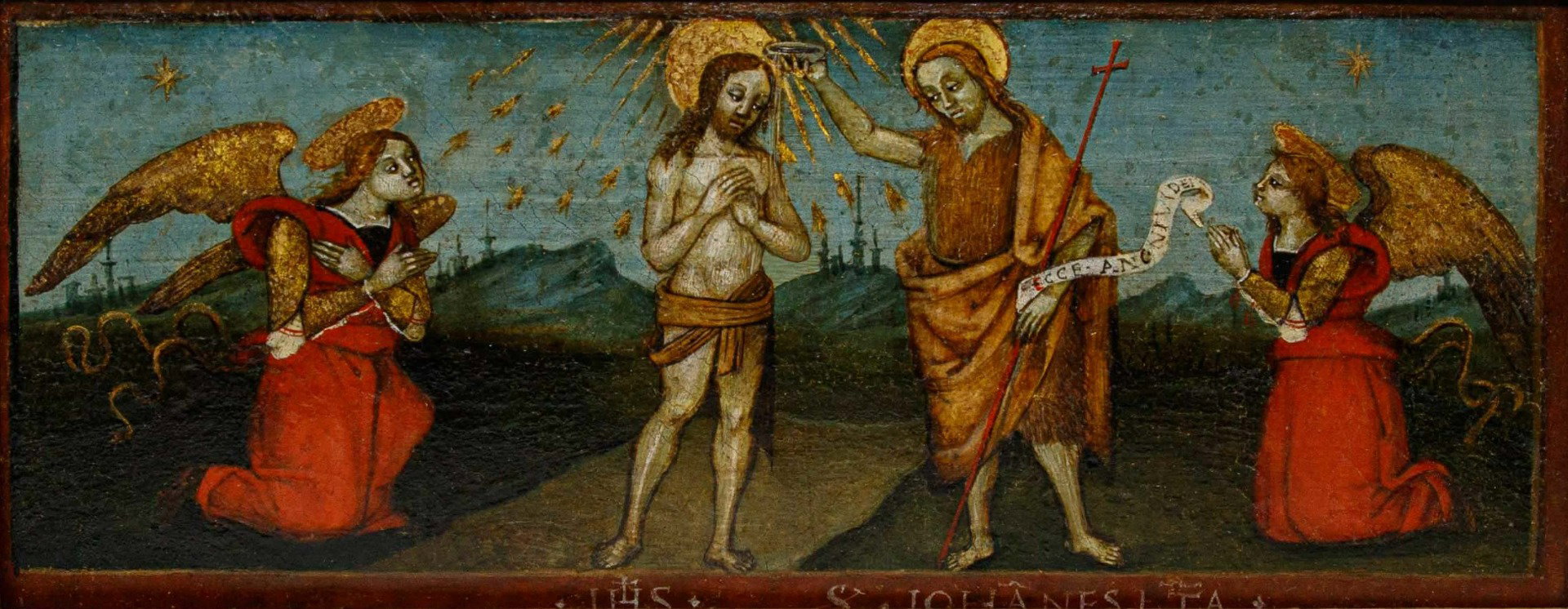 Lombard school, late 15th century, Baptism of Christ with two angels